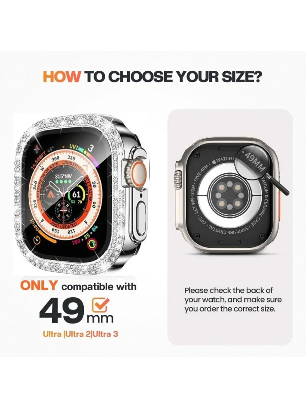 4-Pack Bling Cases with Glass for Apple Watch Ultra 49mm - Stylish & Durable